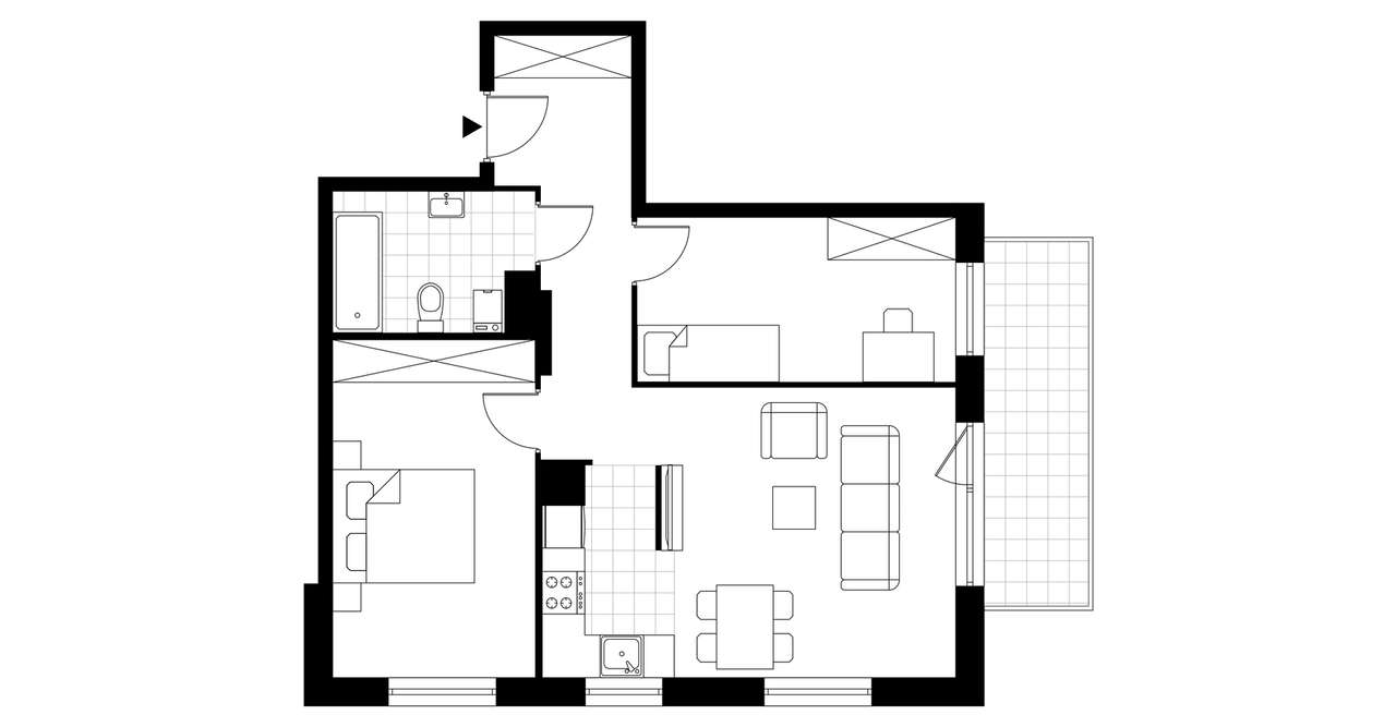 3-pokojowe mieszkanie 60m2 + balkon - Pełny obrazek: 3/7