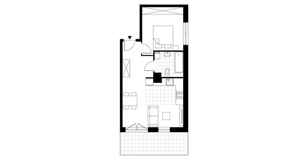 2-pokojowe mieszkanie 42m2 + balkon Bezpośrednio - Pełny obrazek: 3/7