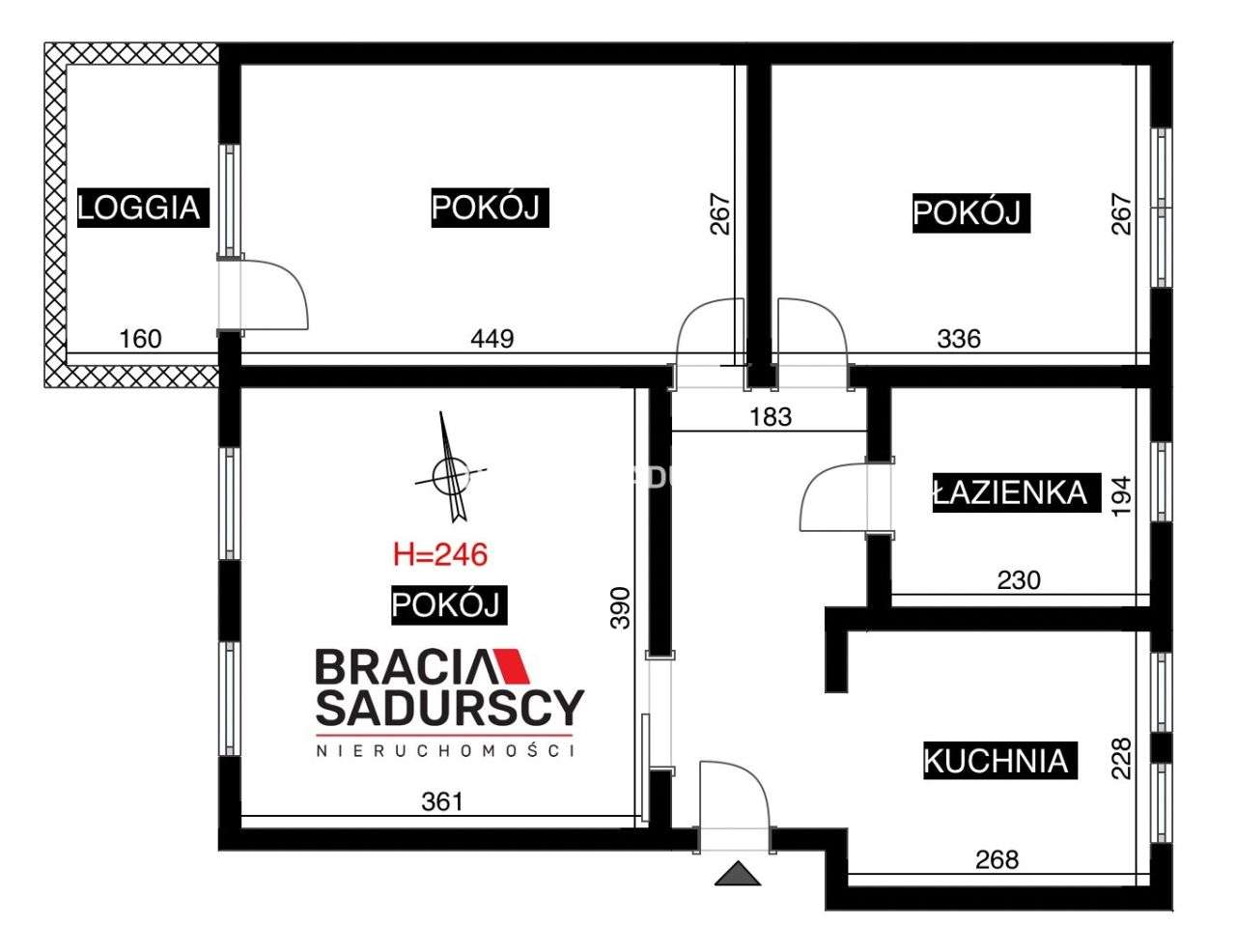 3 pokojowe mieszkanie z kuchnią 52,8m2 Centrum-9