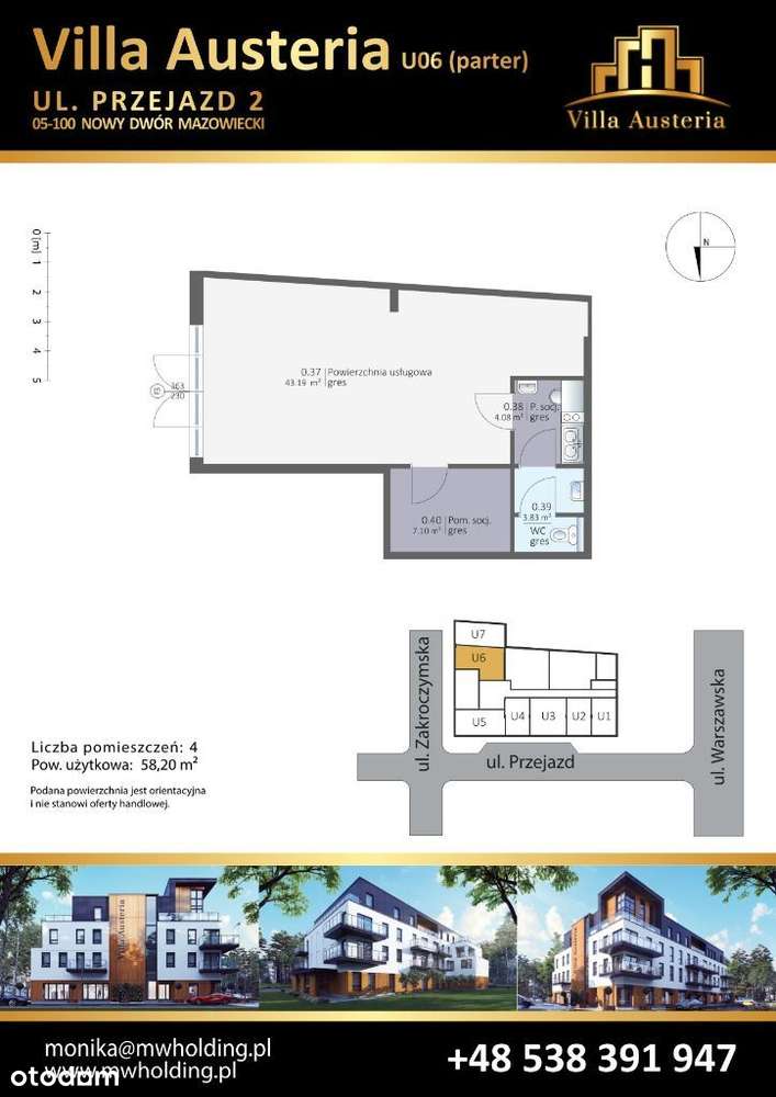 Lokal usługowy U06 SPRZEDAŻ LUB WYNAJEM ul. Przejazd 2 -58,20 m2 - Pełny obrazek: 2/12