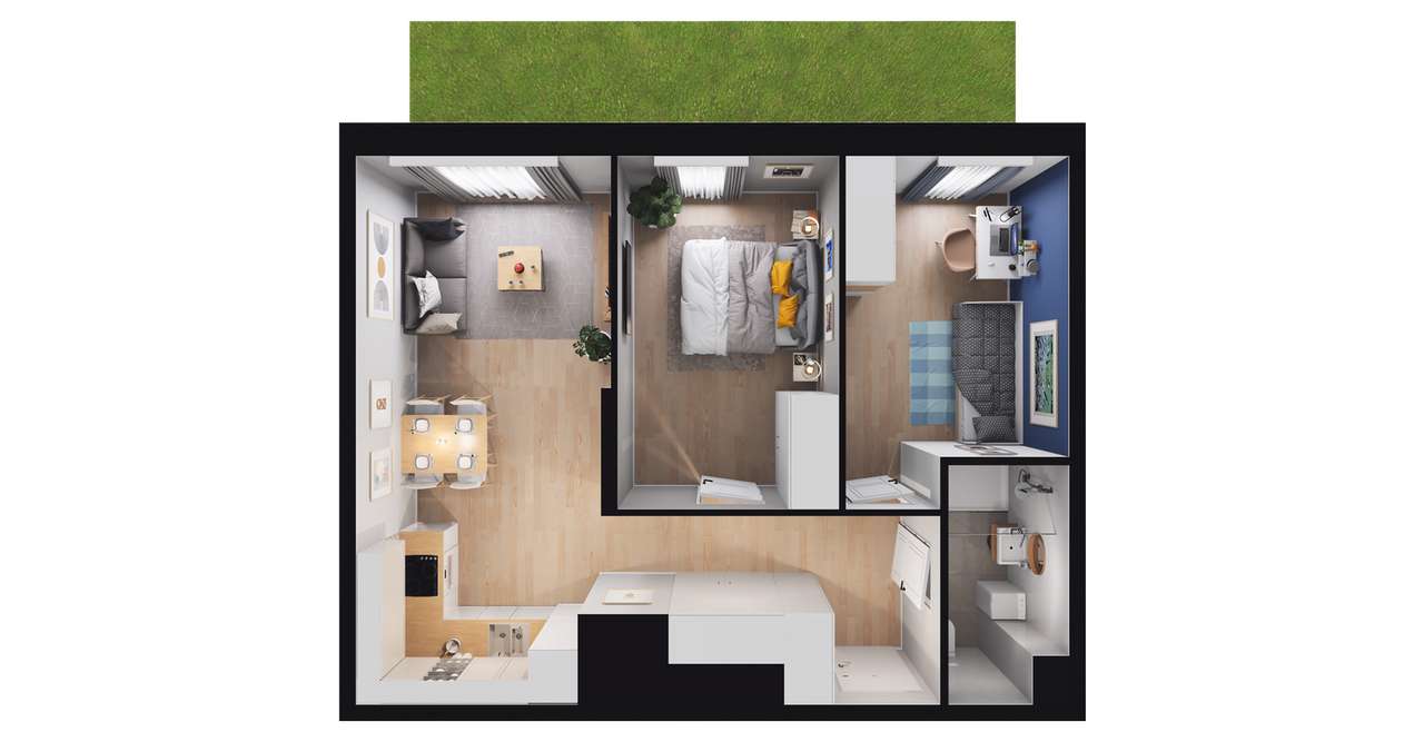 3-pokojowe mieszkanie 53m2 + ogródek - Pełny obrazek: 2/6