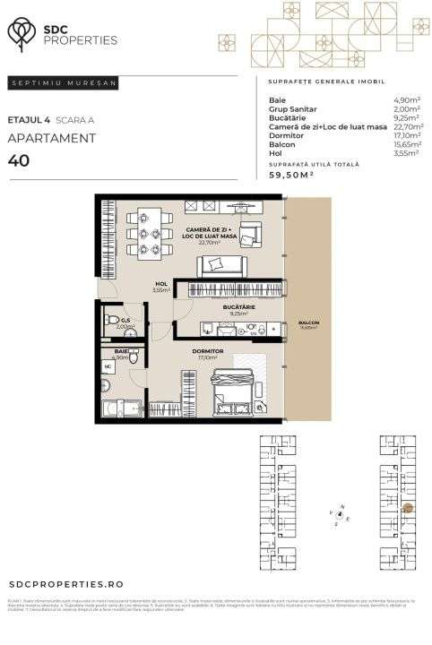 PROIECT EXCLUSIVIST! Apartament de vanzare, 59,50 mp, Complex SDC - Imagine principală: 1/4