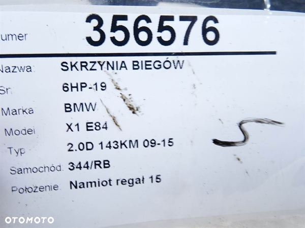 SKRZYNIA BIEGÓW BMW X1 (E84) 2009 - 2015 sDrive 18 d 105 kW [143 KM] olej napędowy 2009 - 2015 - 9