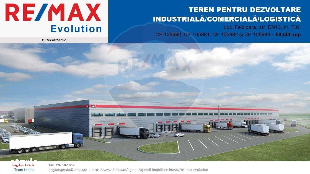 DE VÂNZARE| Teren industrial 59,600mp Feldioara / DN 13 0% COMISION! - Imagine principală: 4/6