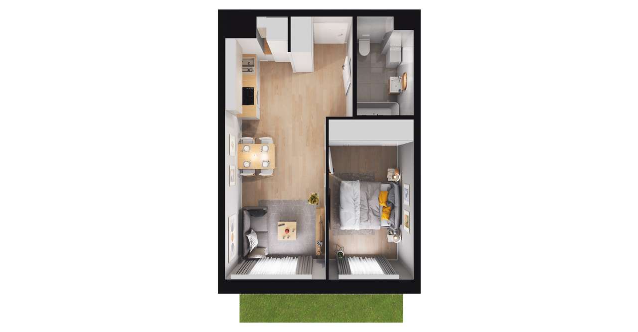 2-pokojowe mieszkanie 38m2 + ogródek Bez Prowizji - Pełny obrazek: 2/8