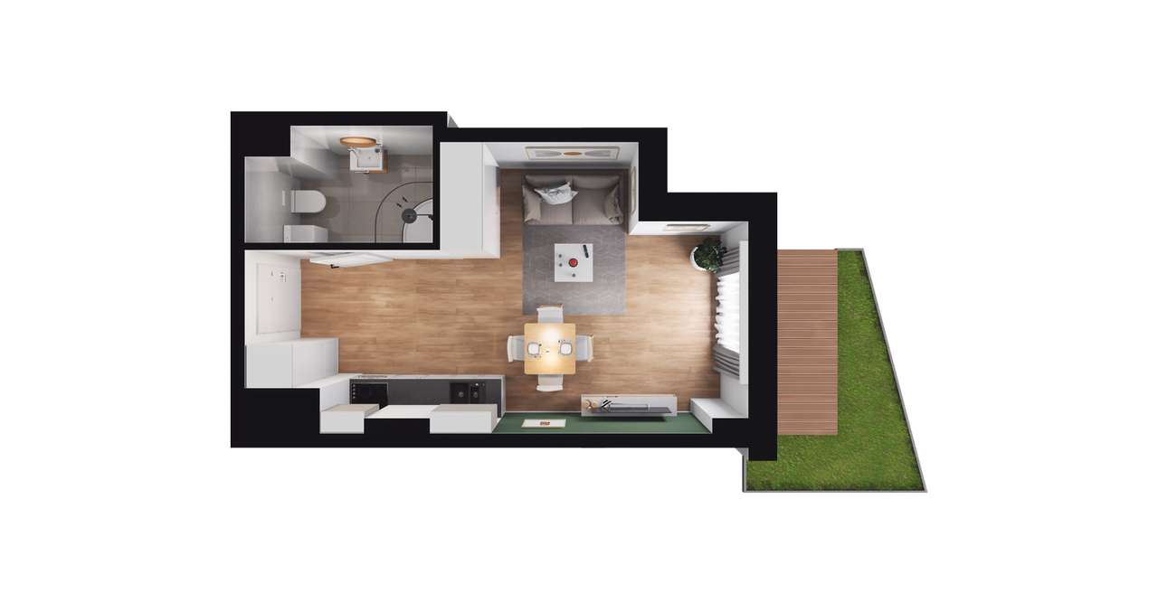 1-pokojowy apartament inwestycyjny 25m2 + ogródek - Pełny obrazek: 2/8