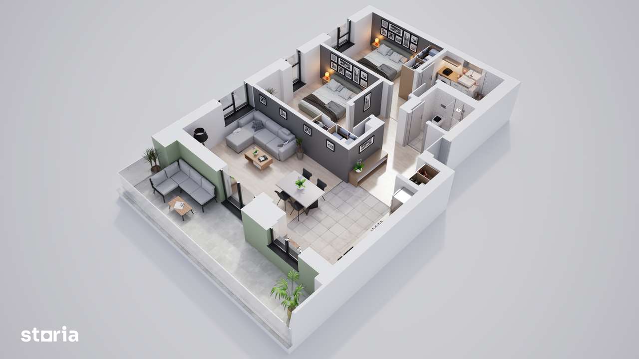 Apartament 3 camere cu incalzire in pardoseala - Imagine principală: 4/19