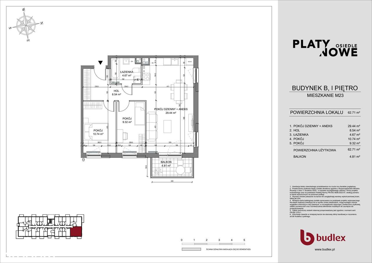 3-pokojowe mieszkanie 62m2 + balkon Bezpośrednio - Pełny obrazek: 2/7