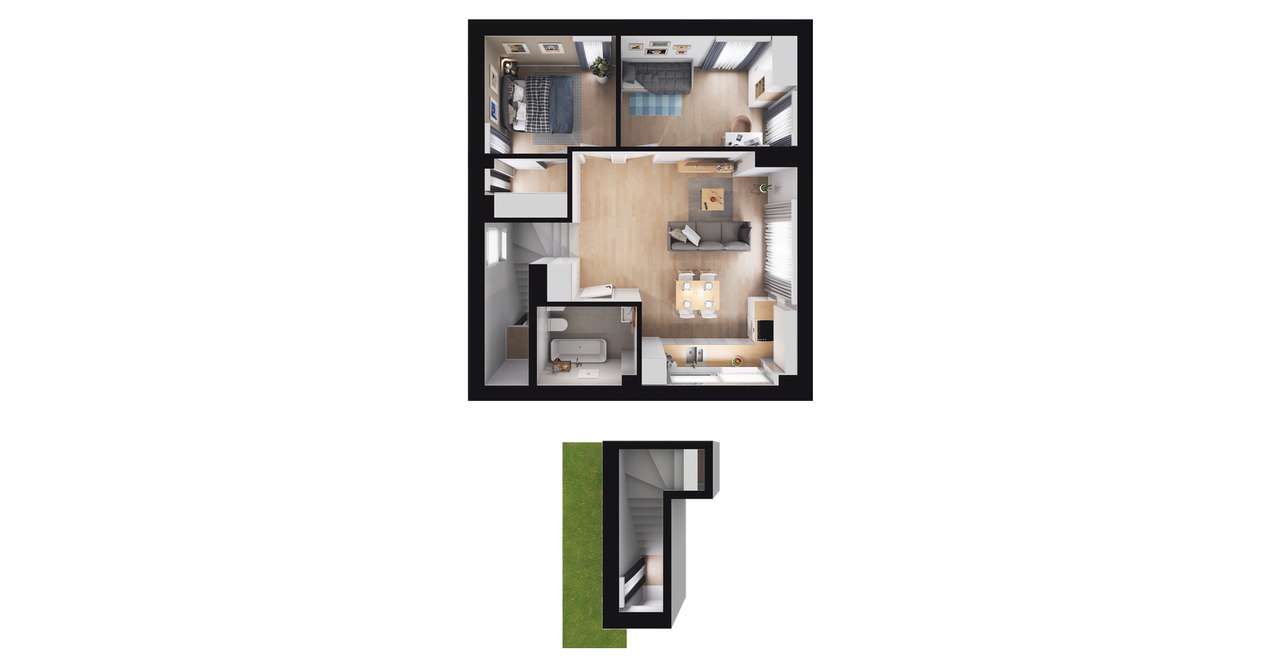 3-pokojowe mieszkanie 54m2 + ogródek Bezpośrednio - Pełny obrazek: 2/8