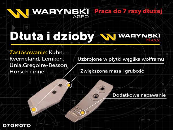 Dłuto. nakładka lemiesza lewa zastosowanie Kuhn Pług z węglikiem wolframu WARYŃSKI MAXX - 4