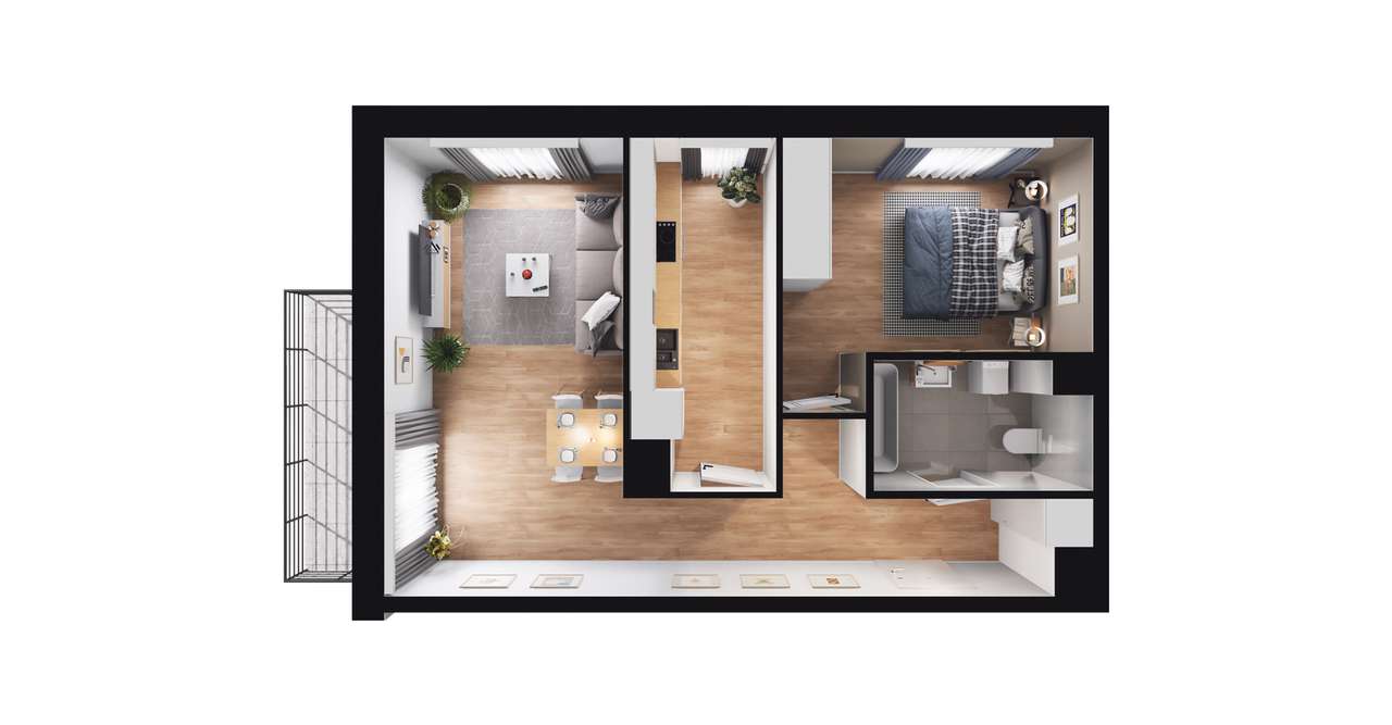 2-pokojowe mieszkanie 49m2 + balkon Bezpośrednio - Pełny obrazek: 2/8