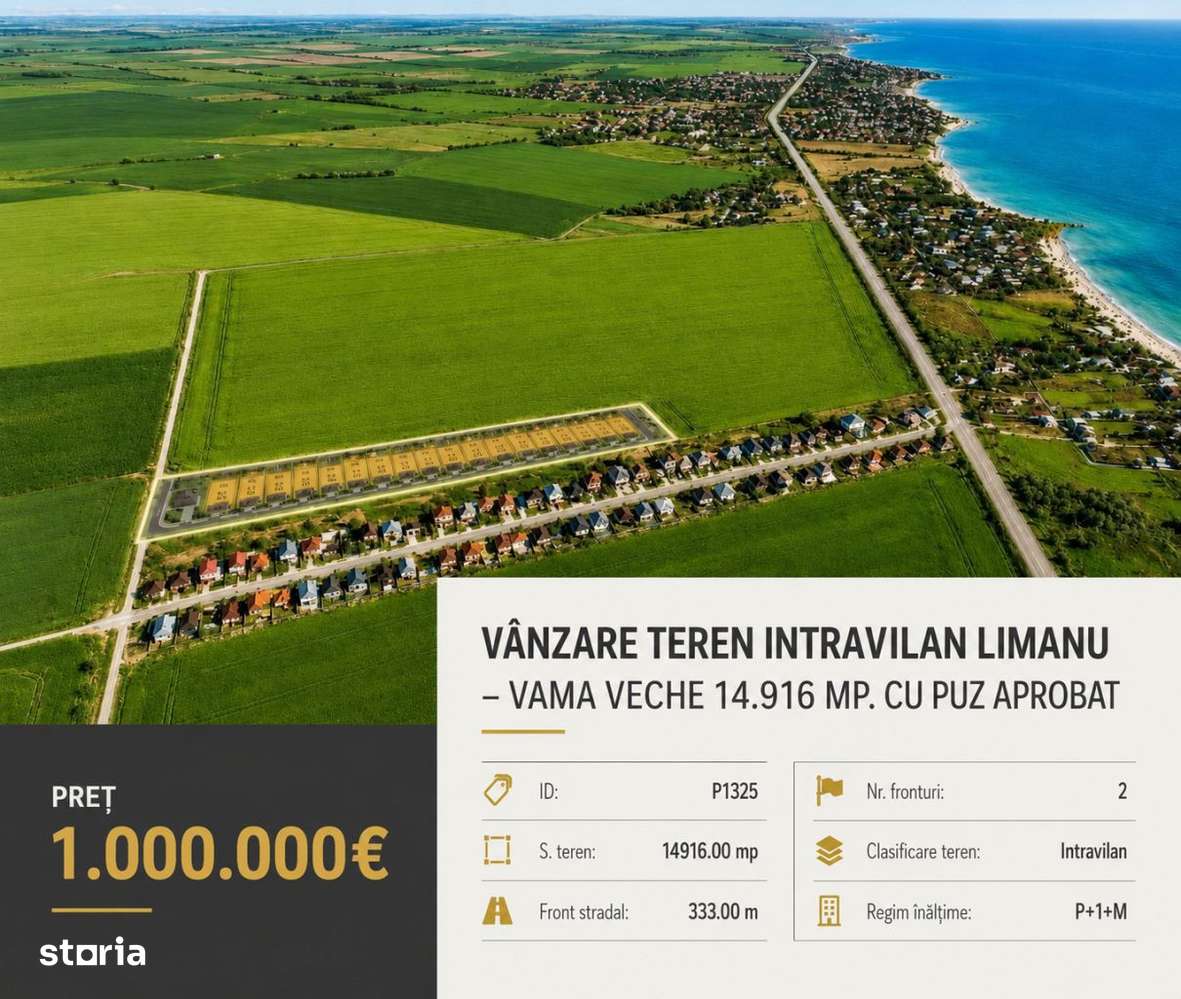 Vanzare loturi teren intravilan Vama Veche minim 500mp. PUZ-13