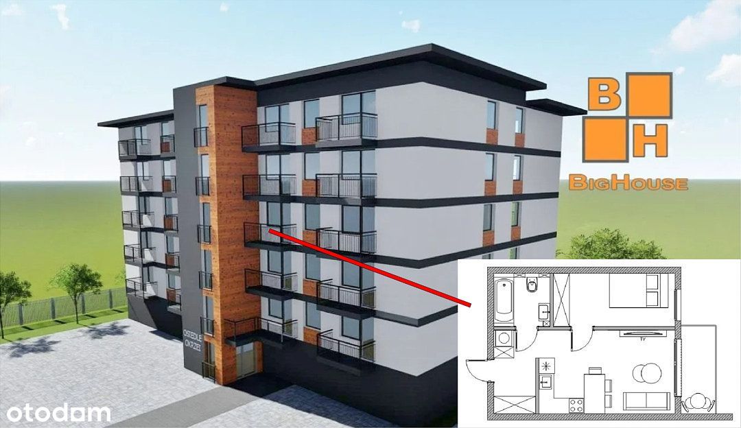 2-pokojowe mieszkanie 38,25 m2 + balkon