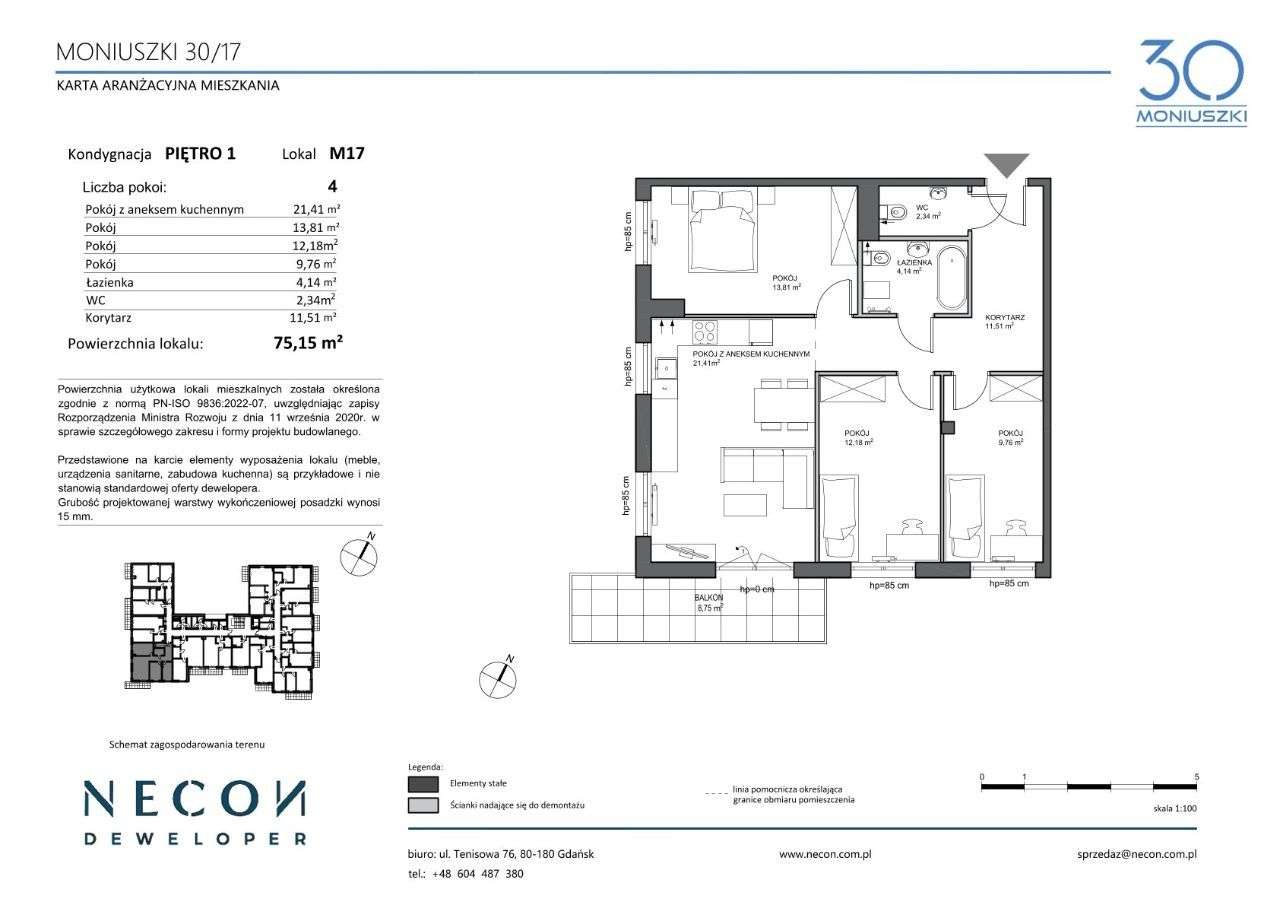 4-pokojowe mieszkanie 75,15 m2 MONIUSZKI 30/17 - Pełny obrazek: 2/6