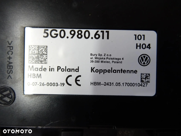 5G0035953D 5G0980611 PORT HUB 2xUSB Wzmacniacz telefonu VW Passat B8 czesci - 6