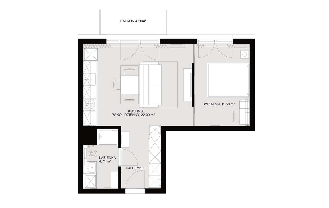 Apartament 2 pok., loft - Fuzja, balkon, wysoki standard, bez prowizji-18