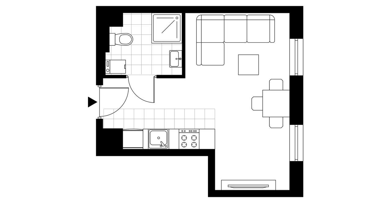 1-pokojowe mieszkanie 25m2 Bezpośrednio - Pełny obrazek: 4/9