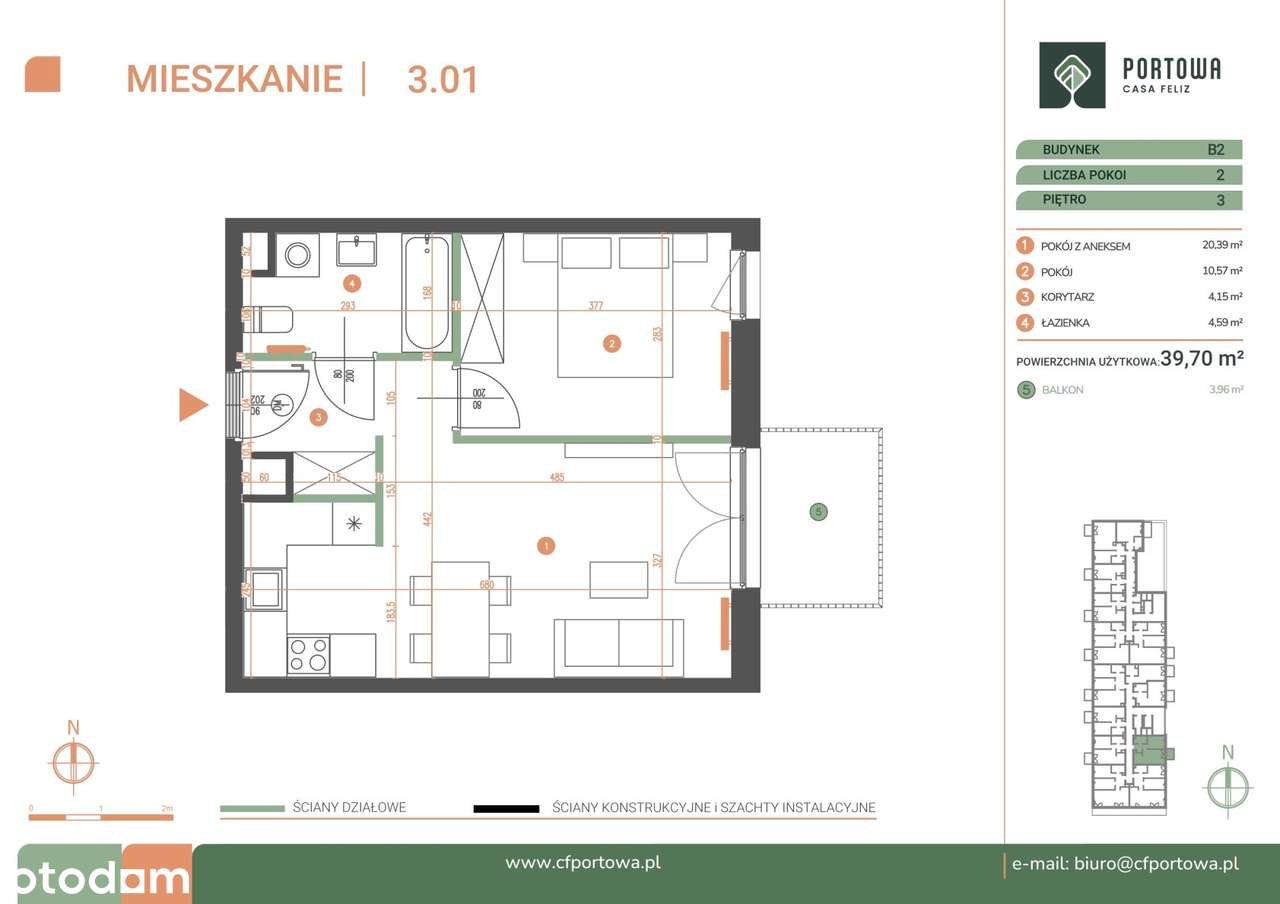 Przestronne mieszkanie 2-pokojowe z balkonem w pięknej okolicy-11
