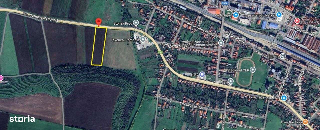 Santandrei - Hunedoara Teren Intravilan 11,800 mp- front in Dn 49 mp - Imagine principală: 1/2