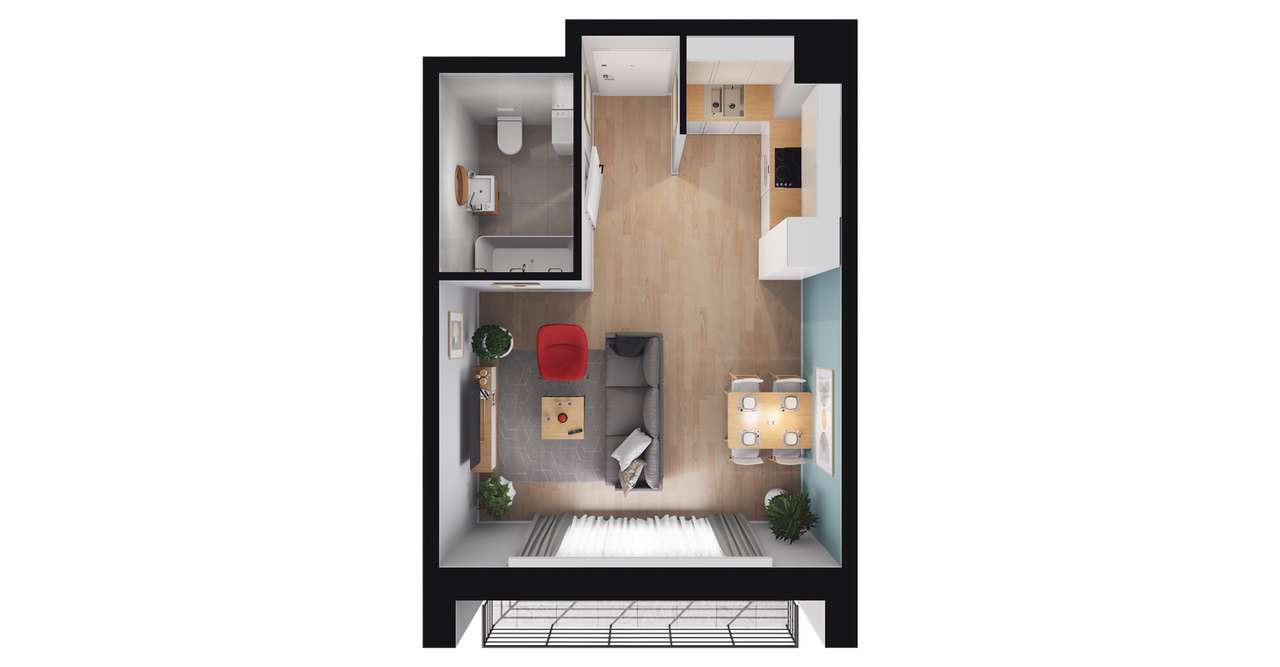 1-pokojowe mieszkanie 29m2 + balkon Bez Prowizji - Pełny obrazek: 2/8