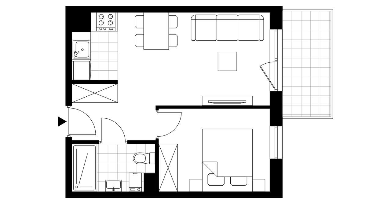 2-pokojowe mieszkanie 36m2 + balkon Bezpośrednio - Pełny obrazek: 3/8