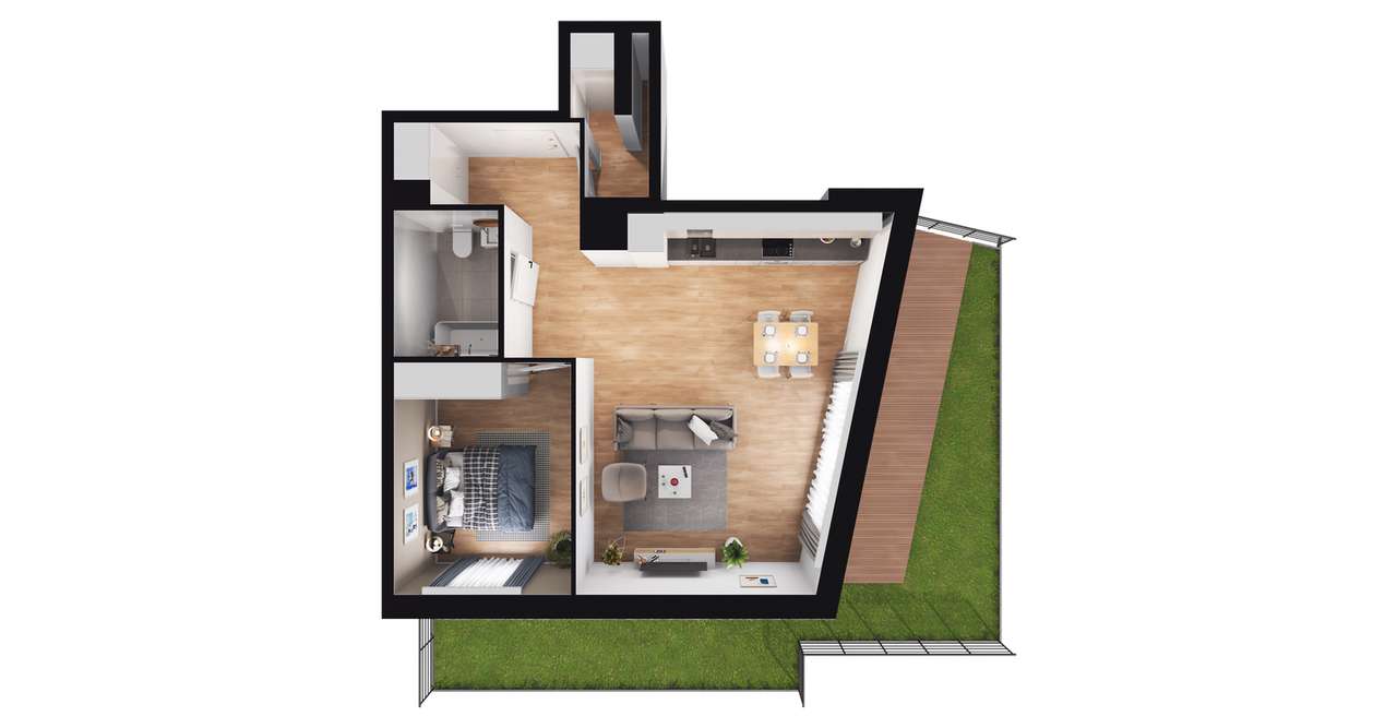 2-pokojowe mieszkanie 51m2 + ogródek Bez Prowizji - Pełny obrazek: 2/8