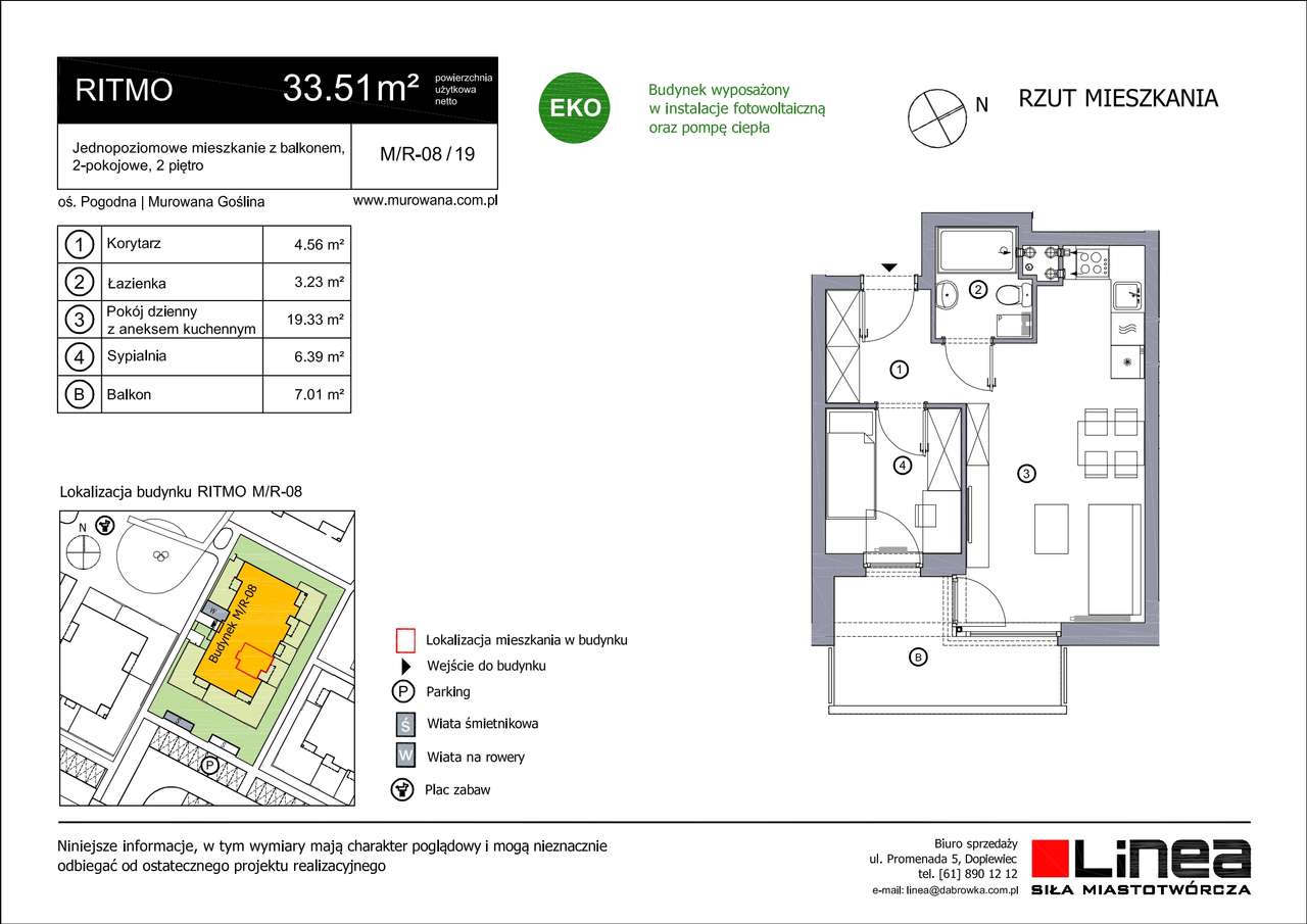 2-pokojowe mieszkanie 33m2 + balkon Bezpośrednio - Pełny obrazek: 2/3