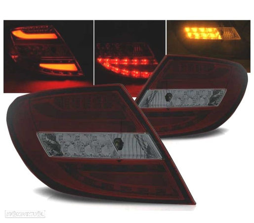 FAROLINS TRASEIROS PARA MERCEDES CLASSE C W204 07-11 LED BAR VERMELHO FUMADO - 1