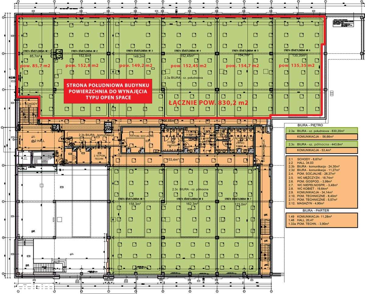Powierzchnia biurowa z open space | podział - Pełny obrazek: 3/3