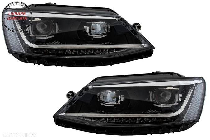 Faruri LED DRL VW Jetta Mk6 VI (2011-2017) Semnal Dinamic Secvential Xenon Matrix - livrare gratuita - 1