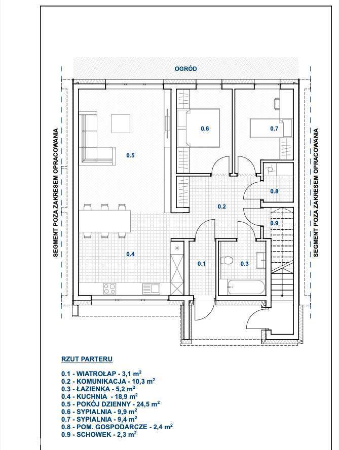 Osiedle Orzechowska apartament z ogródkiem  H2/1 - Pełny obrazek: 3/14