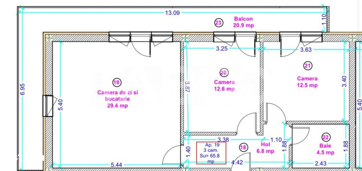Apartament decomandat 3 camere 66 mp balcon loc parcare Doamna Stanca - Imagine principală: 3/6