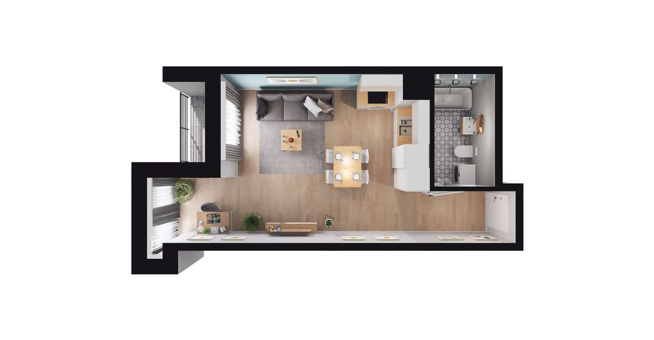 1-pokojowe mieszkanie 32m2 + loggia Bez Prowizji - Pełny obrazek: 2/8