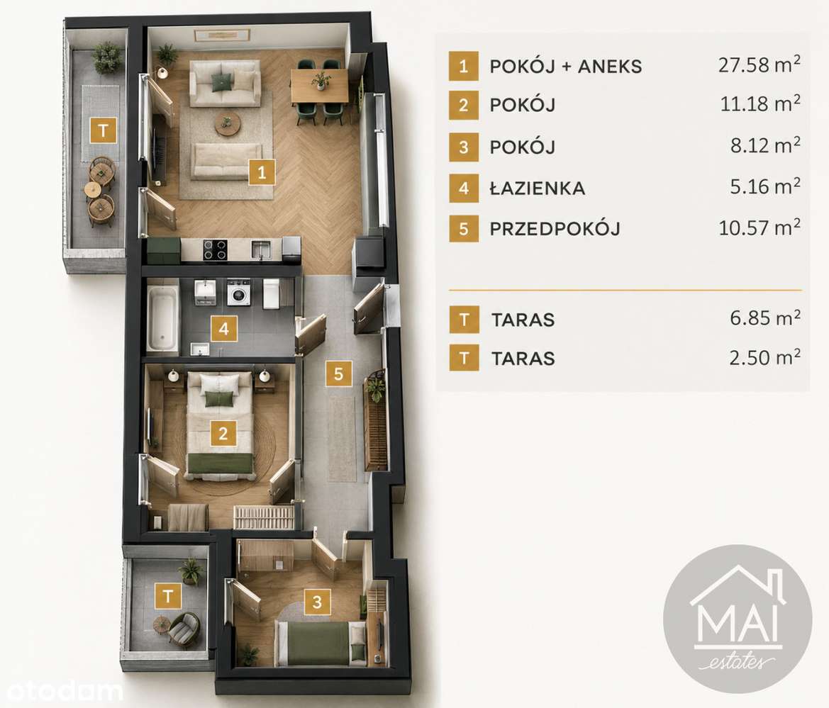 Apartament Stare Podgórze | 3 pokoje | 2 balkony-0