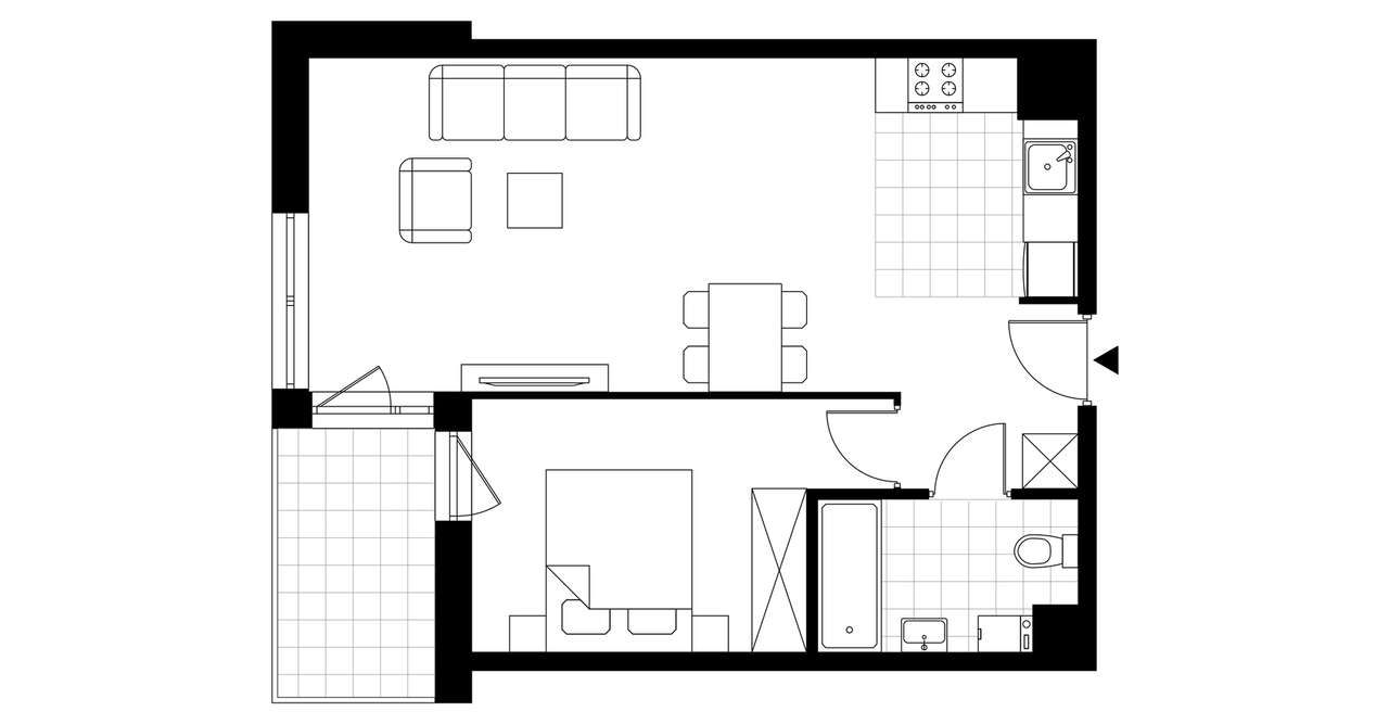 2-pokojowe mieszkanie 48m2 + balkon - Pełny obrazek: 3/8