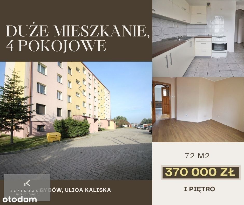 Duże, 4 pokojowe mieszkanie w Sycowie. I piętro.