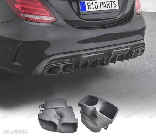 PONTEIRAS DE ESCAPE PARA MERCEDES  W205 C205 14- LOOK BRABUS PRETAS - 1