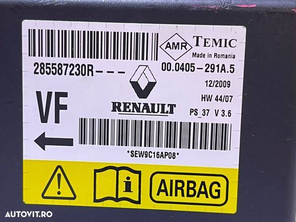 Unitate Modul Calculator Airbag - uri Renault Megane 3 2008 - 2015 Cod 285587230R 285587230 - 4