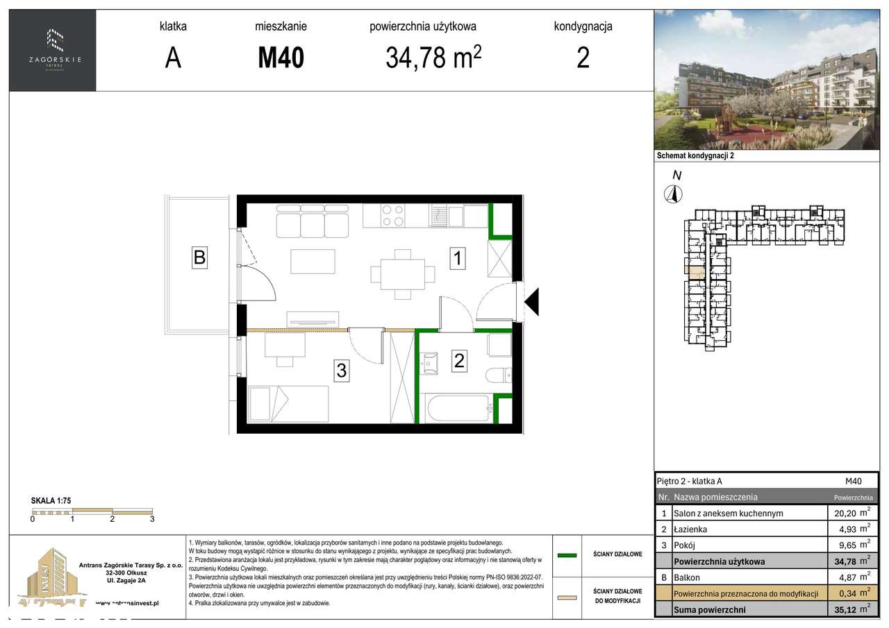 2-pokojowe mieszkanie 34m2 + balkon Bez Prowizji - Pełny obrazek: 2/8