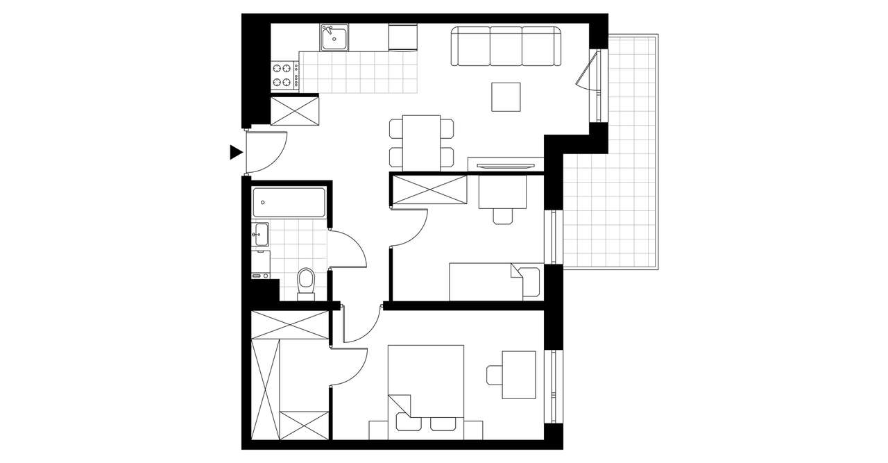 3-pokojowe mieszkanie 55m2 + balkon Bezpośrednio - Pełny obrazek: 3/8