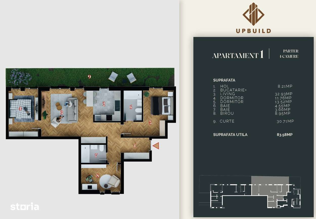 Apartament 4 CAMERE cu Curte Privată în THE URBAN BOUTIQUE – Centru-5