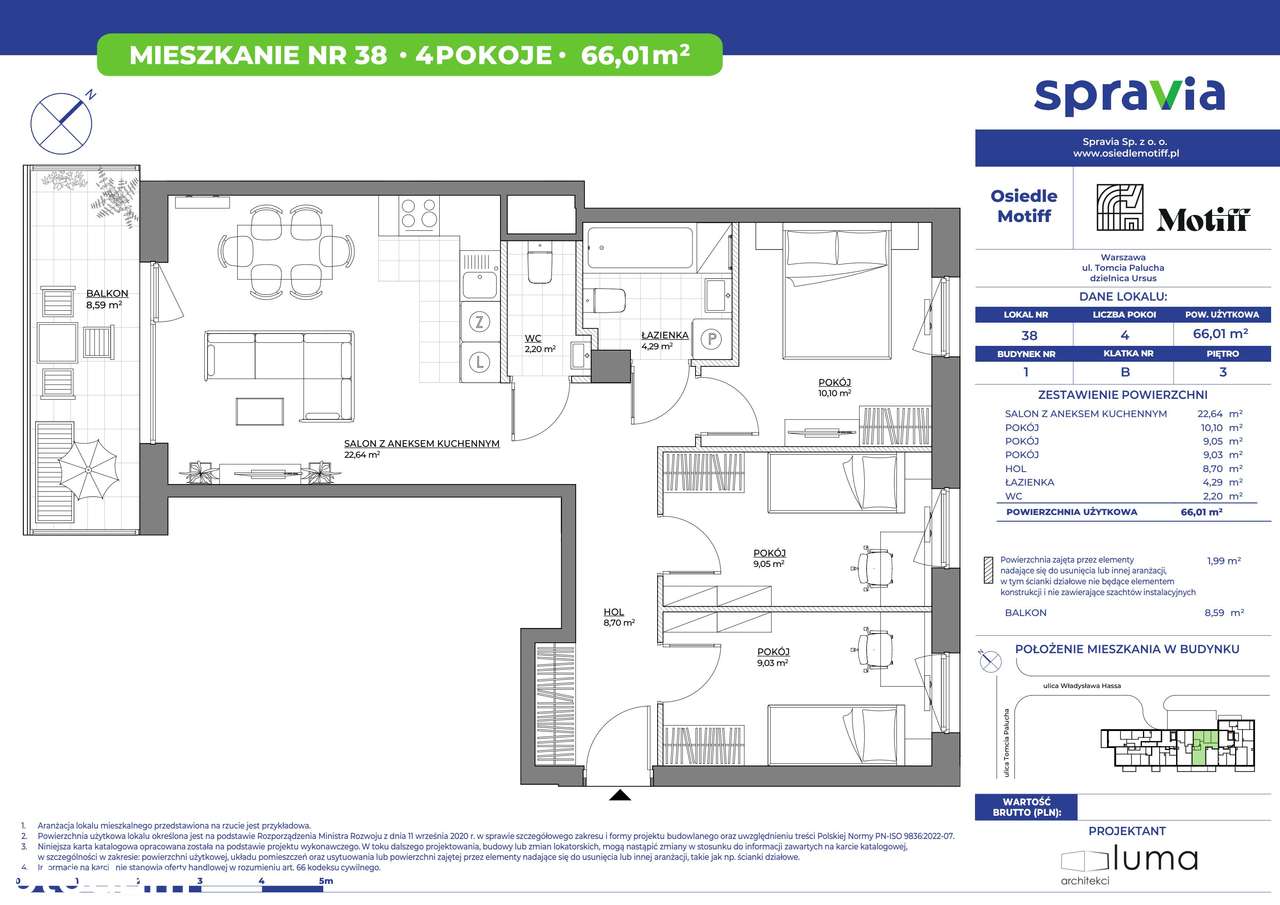 4-pokojowe mieszkanie 66m2 + balkon Bezpośrednio - Pełny obrazek: 2/3