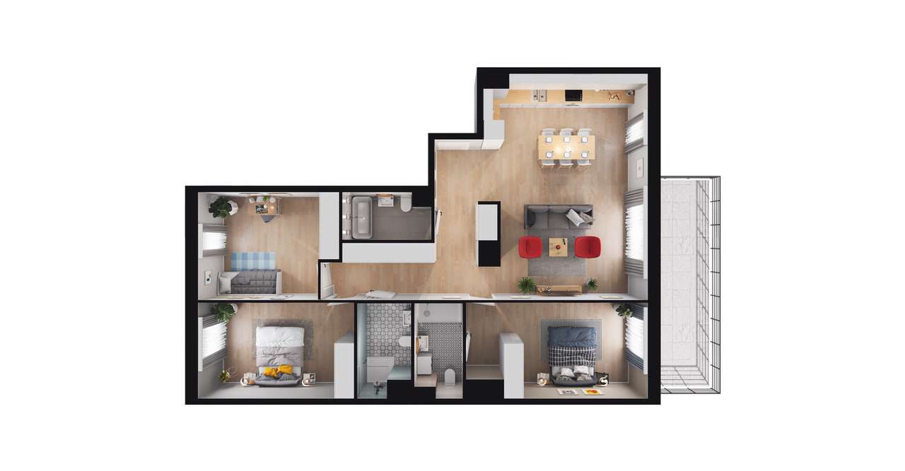 4-pokojowe mieszkanie 104m2 + taras - Pełny obrazek: 2/8