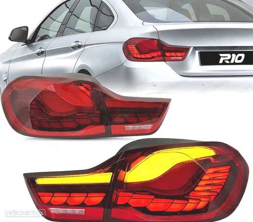 FAROLINS FULL LED PARA BMW SERIE 4 F32 F33 F36 13-18 LIGHT BAR OLED FUNDO VERMELHO - 7