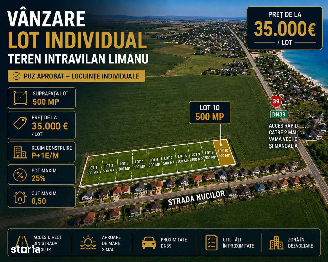 Vanzare loturi teren intravilan Vama Veche minim 500mp. PUZ-6