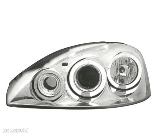 FARÓIS ANGEL EYES CCFL PARA OPEL CORSA C 00-06 FUNDO CROMADO - 2