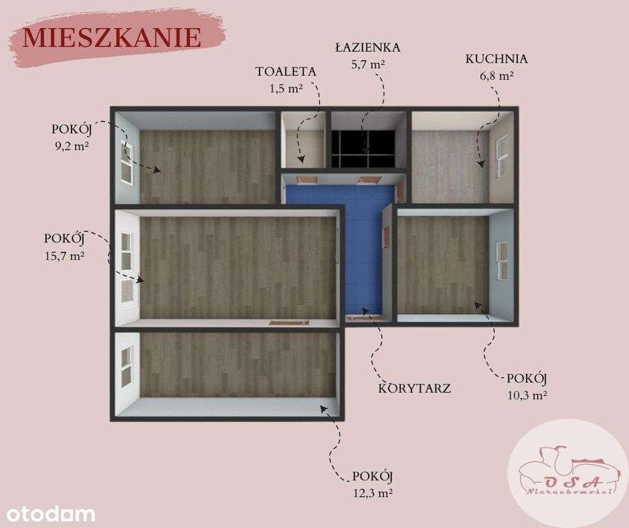 4 pokoje! 64,9 m2 parter os. Zwycięstwa-13