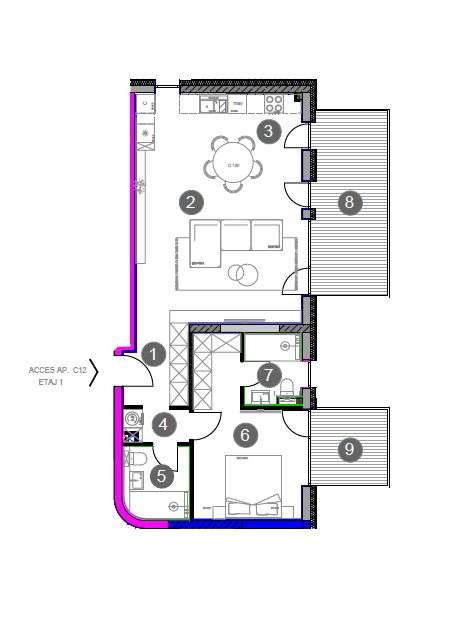 Apartament cu 2 camere decomandat în zona Siseşti-2