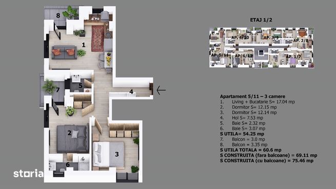 Apartament 3 camere | 23 August Lidl  Proiect nou Preturi promotionale-2