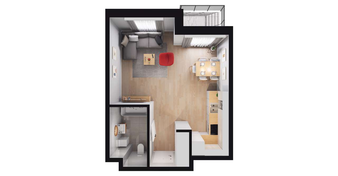 1-pokojowe mieszkanie 33m2 + balkon Bez Prowizji - Pełny obrazek: 2/8